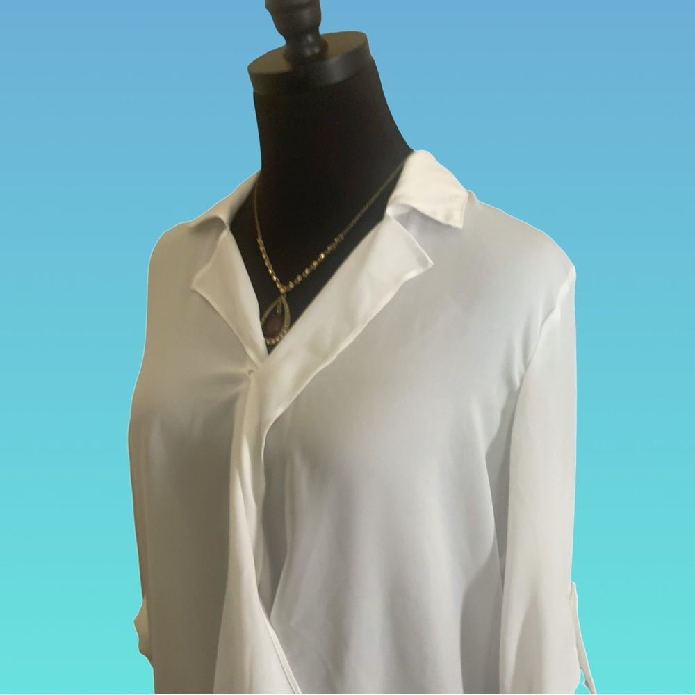 Vici White Cross Bodice Blouse, Size Small
